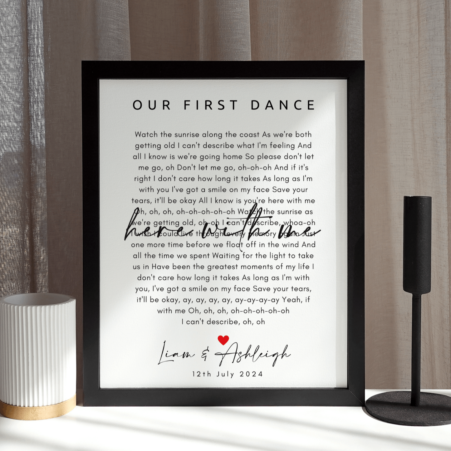 Personalised Wedding Song Lyrics Gift
