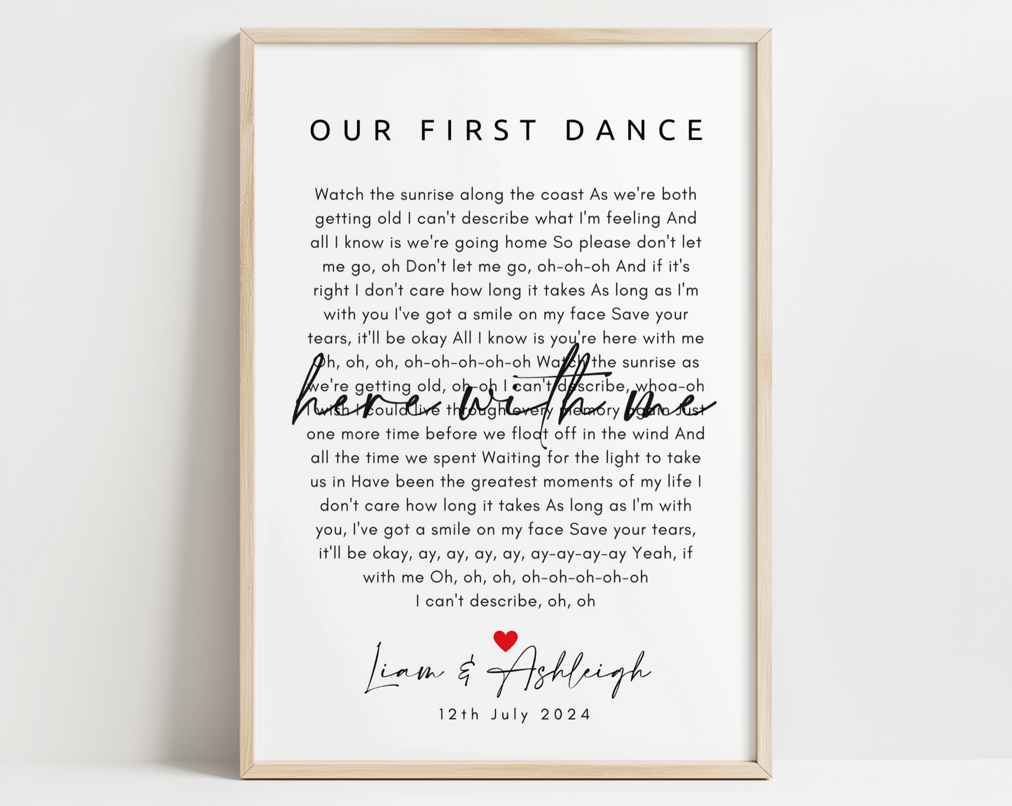 Personalised Wedding Song Lyrics Gift