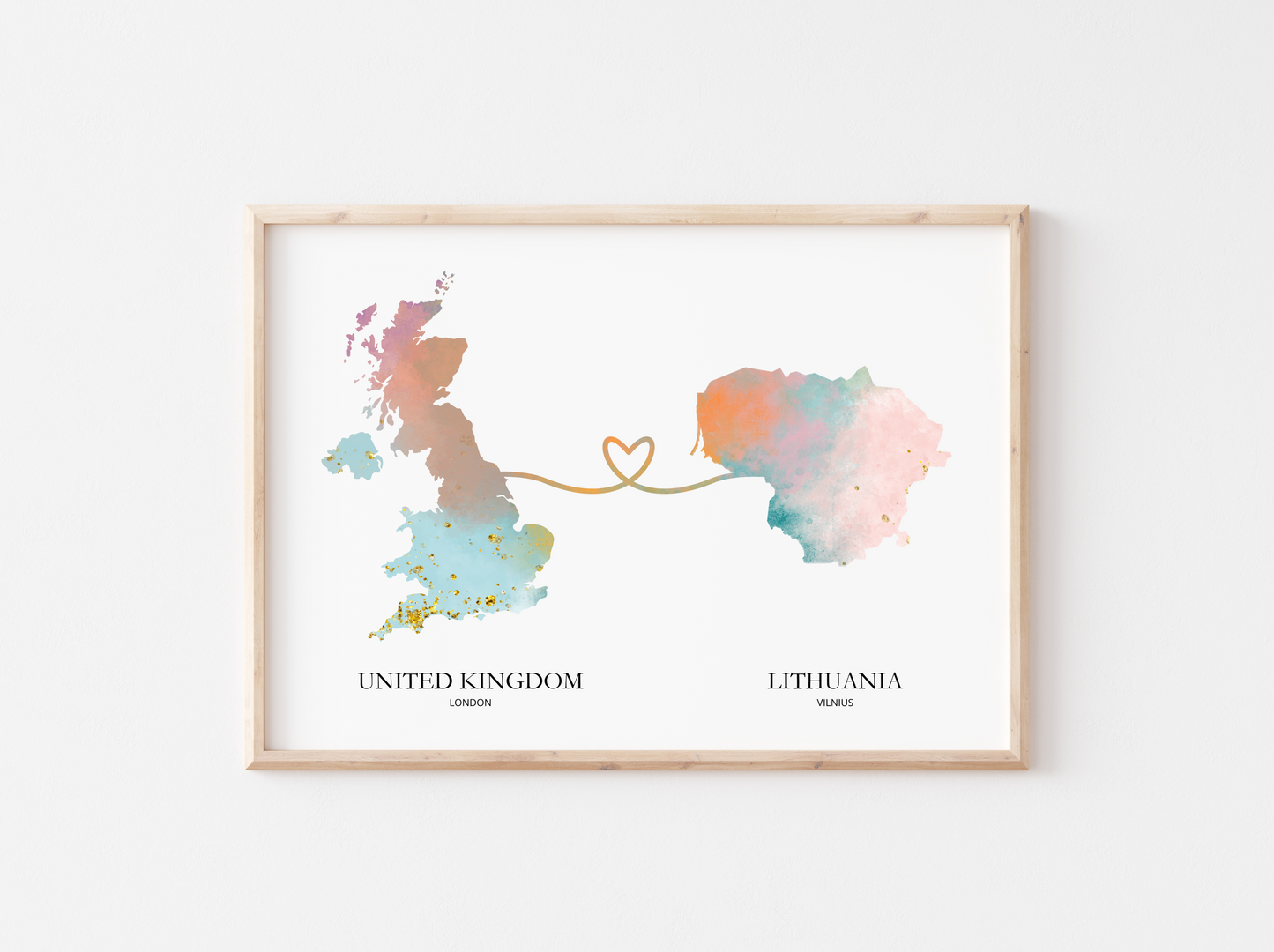 Personalised Two Location Map Print