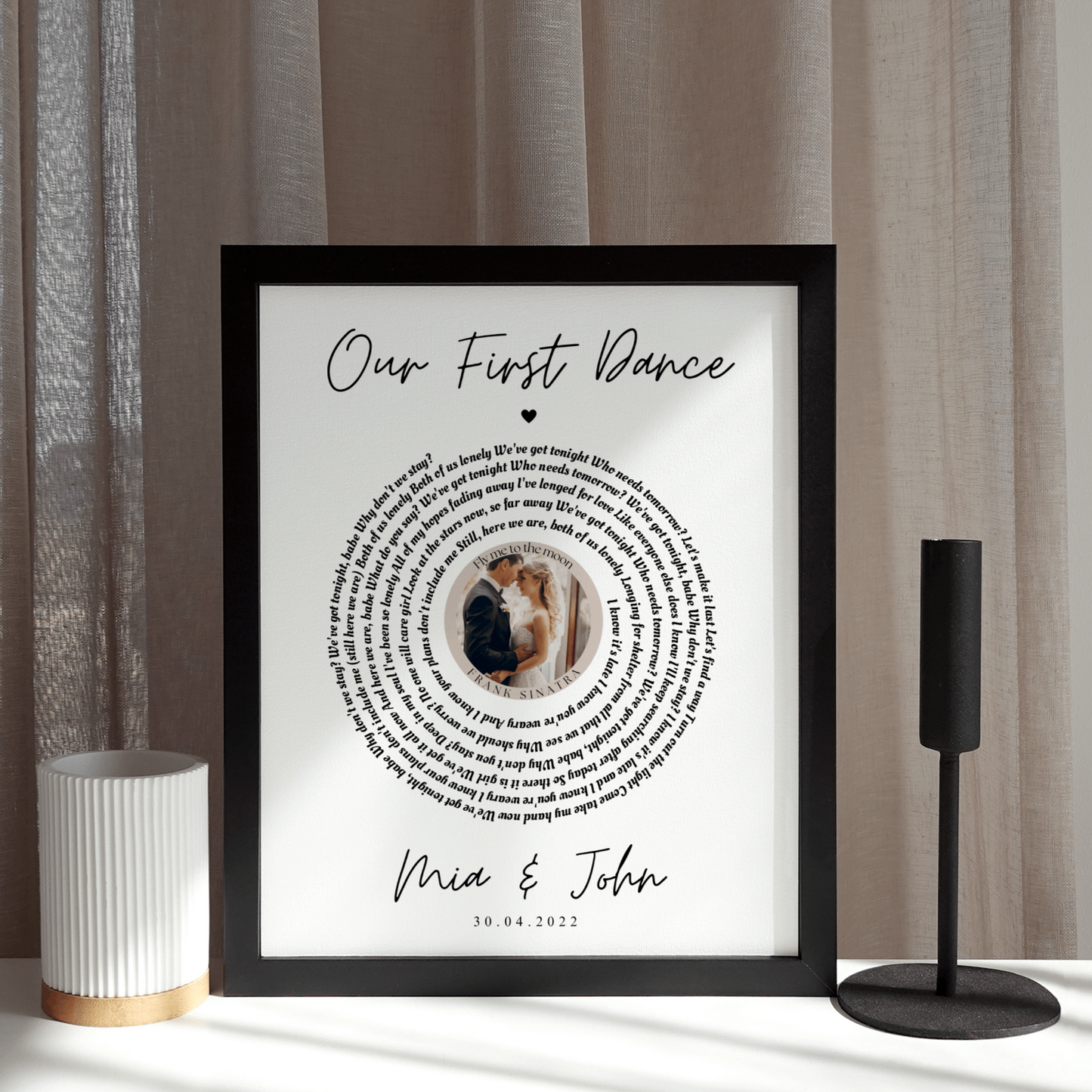 Personalised First Dance Wedding Song Lyrics Print