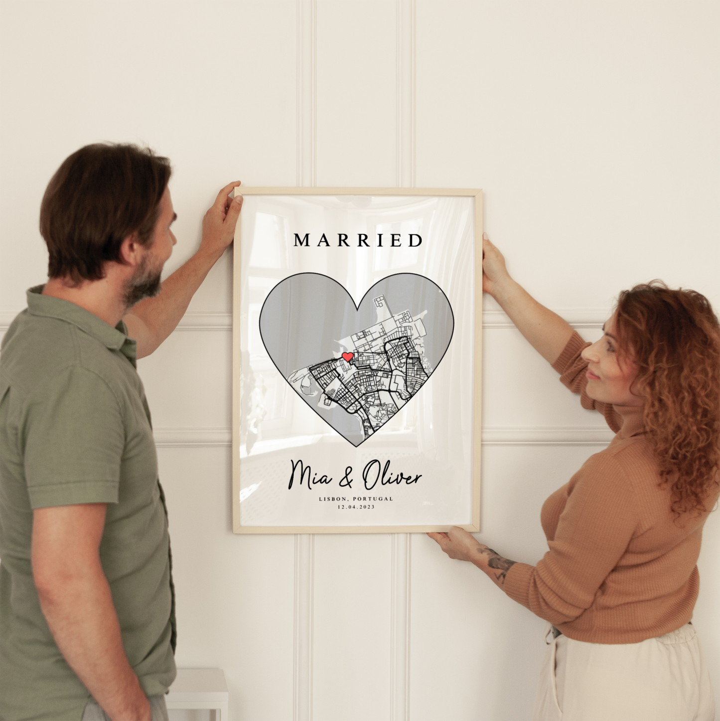 Anniversary Heart Shaped Map Print