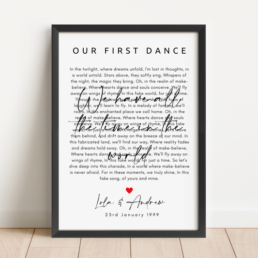 Personalised Wedding Song Lyrics Gift