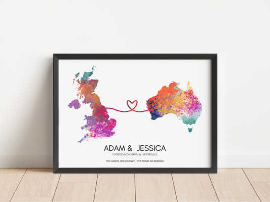 Personalised Two Location Map Print